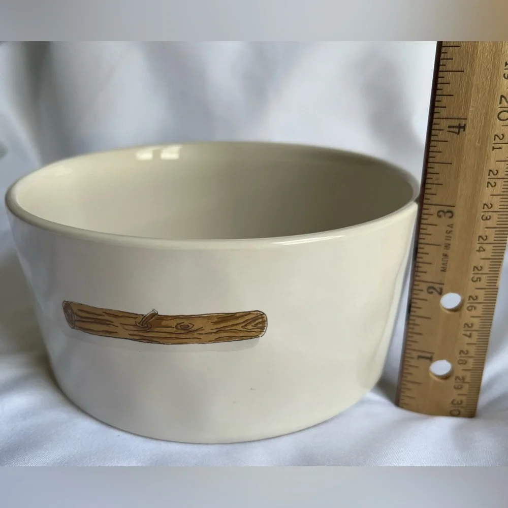 Rae Dunn Artisan Collection Woof Inside Stick Dog Bowl New